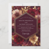 Burgundy Lush Bloom Wedding Kaart (Voorkant)