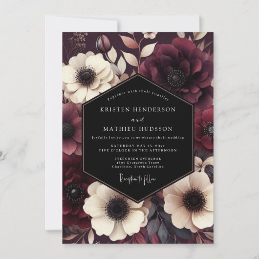 Burgundy Lush Gothic Wedding Kaart (Voorkant)