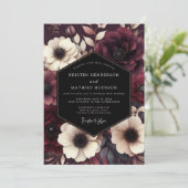 Burgundy Lush Gothic Wedding Kaart (Staand voorkant)