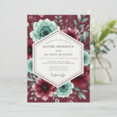 Burgundy Lush Succulent Wedding Kaart (Staand voorkant)