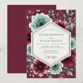 Burgundy Lush Succulent Wedding Kaart (Voorkant / Achterkant)