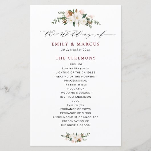 burgundy magnolia floral bruiloft (Voorkant)