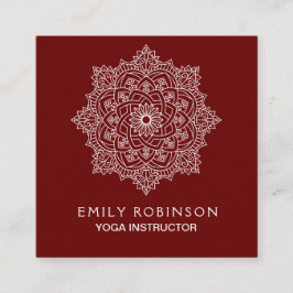 Burgundy Mandala Yoga Instructor Vierkante Visitekaartje