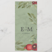 Burgundy Marble Greenery Botanical Pomegranates Menu (Achterkant)