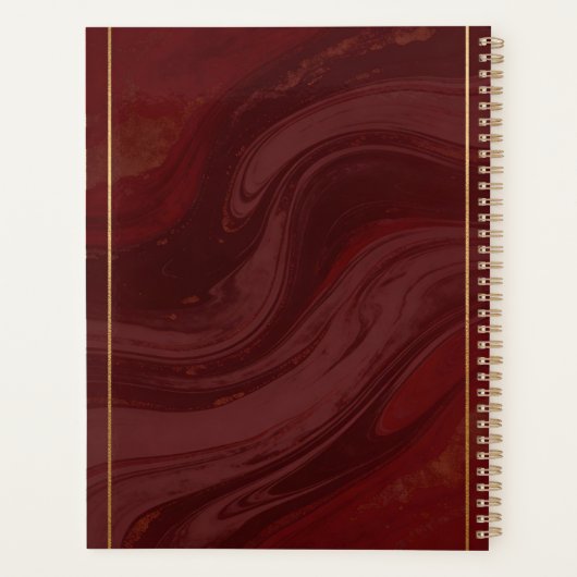 Burgundy Marble Personalized Photo Planner (Achterkant)