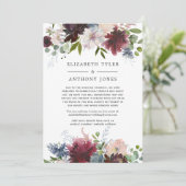 Burgundy, marine en Blush Reduced Wedding Guests Aankondiging (Staand voorkant)