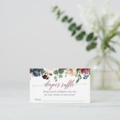 Burgundy marineblauwe bloemrijke luierloterijkaart informatiekaartje (Staand voorkant)