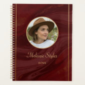 Burgundy Marmer Gepersonaliseerde Foto Planner (Voorkant)