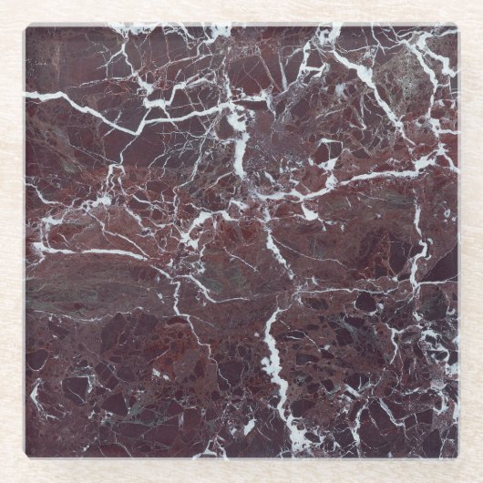 Burgundy marmer glazen onderzetter (Voorkant)