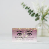 Burgundy Marmer Goud Glitter Ogen Microblading Visitekaartje (Staand voorkant)