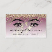 Burgundy Marmer Goud Glitter Ogen Microblading Visitekaartje (Voorkant)