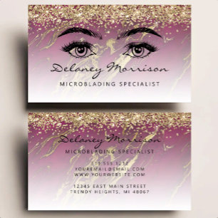 Burgundy Marmer Goud Glitter Ogen Microblading Visitekaartje