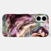 Burgundy Marmer Hoesje Goud Abstract Luxe (Achterkant (horizontaal))