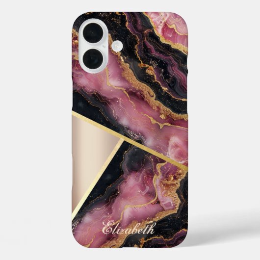 Burgundy marmer textuur, geometrisch Case-Mate iPhone case (Achterkant)