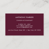 Burgundy Maroon Accountant Lawyer All Professional Visitekaartje (Achterkant)