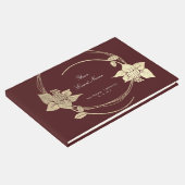 Burgundy Maroon Champaign Gold Floral Wreath Lux Gastenboek (Hoek)