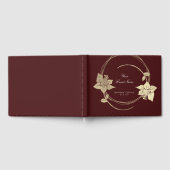 Burgundy Maroon Champaign Gold Floral Wreath Lux Gastenboek (Volledig)