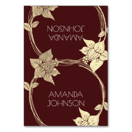 Burgundy Maroon Champaign Gold Floral Wreath Lux Kaart