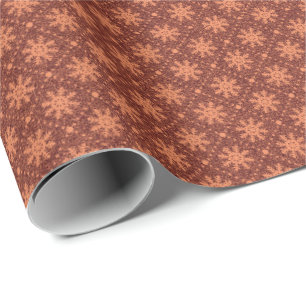 Burgundy Maroon Copper Snowflakes Net Feestdagen Cadeaupapier