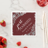 Burgundy Maroon Floral Gray, gewoon getrouwd Servet (Insitu)