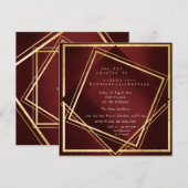 Burgundy Maroon Geometry Golden Square Birthday Kaart (Voorkant / Achterkant)