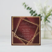 Burgundy Maroon Geometry Golden Square Birthday Kaart (Staand voorkant)