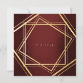 Burgundy Maroon Geometry Golden Square Birthday Kaart (Achterkant)