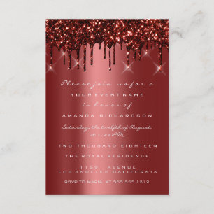 Burgundy Maroon Glitter Drips Bridal Sweet 16th Kaart