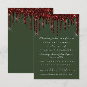 Burgundy Maroon Glitter Drips Bridal Woodland Kaart