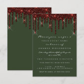 Burgundy Maroon Glitter Drips Bruidsbos Kaart (Voorkant / Achterkant)