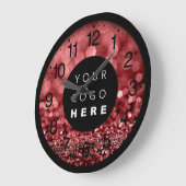 Burgundy Maroon Glitter Modern Custom Logo Grote Klok (Hoek)