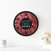 Burgundy Maroon Glitter Modern Custom Logo Grote Klok (Huis)