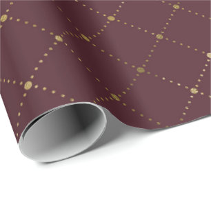 Burgundy Maroon Gold Crystals Grill Geometry Glam Cadeaupapier