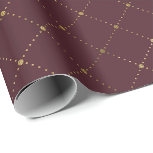 Burgundy Maroon Gold Crystals Grill Geometry Glam Cadeaupapier (Rol Hoek)