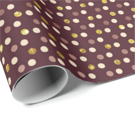 Burgundy Maroon Gold Delicate Small Polka Dots Cadeaupapier