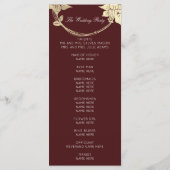 Burgundy Maroon Gold Floral Event Wedding Program Programmakaart (Achterkant)