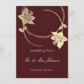 Burgundy Maroon Gold Floral Wedding Event Menu (Voorkant)