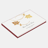 Burgundy Maroon Gold Floral Wedding White Gastenboek (Hoek)