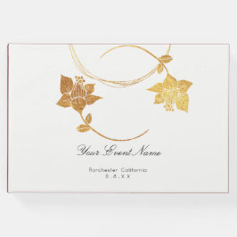 Burgundy Maroon Gold Floral Wedding White Gastenboek