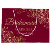Burgundy Maroon & Gold Lace Elegant Bridesmaid Groot Cadeauzakje (Achterkant)