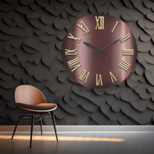 Burgundy Maroon Gold Metallic Roman Number Grote Klok