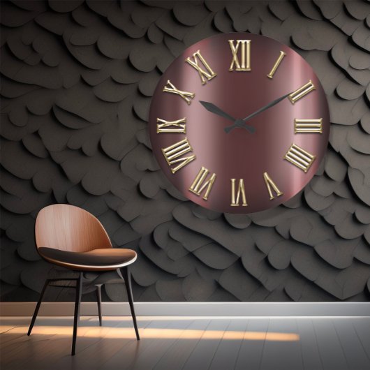 Burgundy Maroon Gold Metallic Roman Number Grote Klok