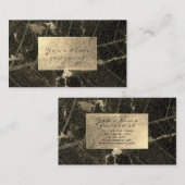 Burgundy Maroon Gold Sepia Marble Folie Botanisch Visitekaartje (Voorkant / Achterkant)