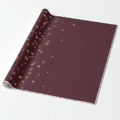 Burgundy Maroon Gold Stripes Crystals Confetti Cadeaupapier (Uitgerold)