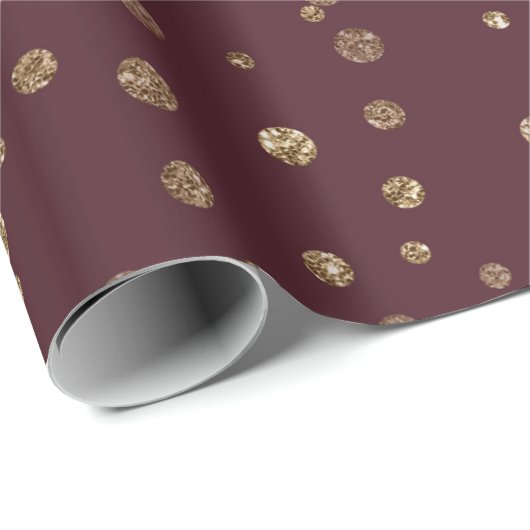 Burgundy Maroon Gold Stripes Crystals Confetti Cadeaupapier (Rol Hoek)