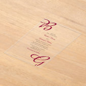 Burgundy Maroon Initialen herfst herfst huwelijk Acryl Uitnodigingen (Laagn)