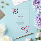 Burgundy Maroon Initialen herfst herfst huwelijk Acryl Uitnodigingen (Insitu (Huwelijk))