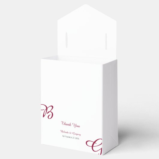 Burgundy Maroon Initialen herfst herfst huwelijk Bedankdoosjes (Geopend)