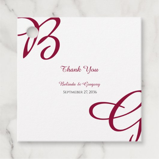 Burgundy Maroon Initialen herfst herfst huwelijk Bedankjes Labels (Voorkant)