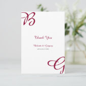 Burgundy Maroon Initialen herfst herfst huwelijk Bedankkaart (Staand voorkant)